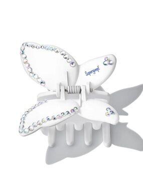🦋 Supergoop! White Butterfly Rhinestone Hair Clip